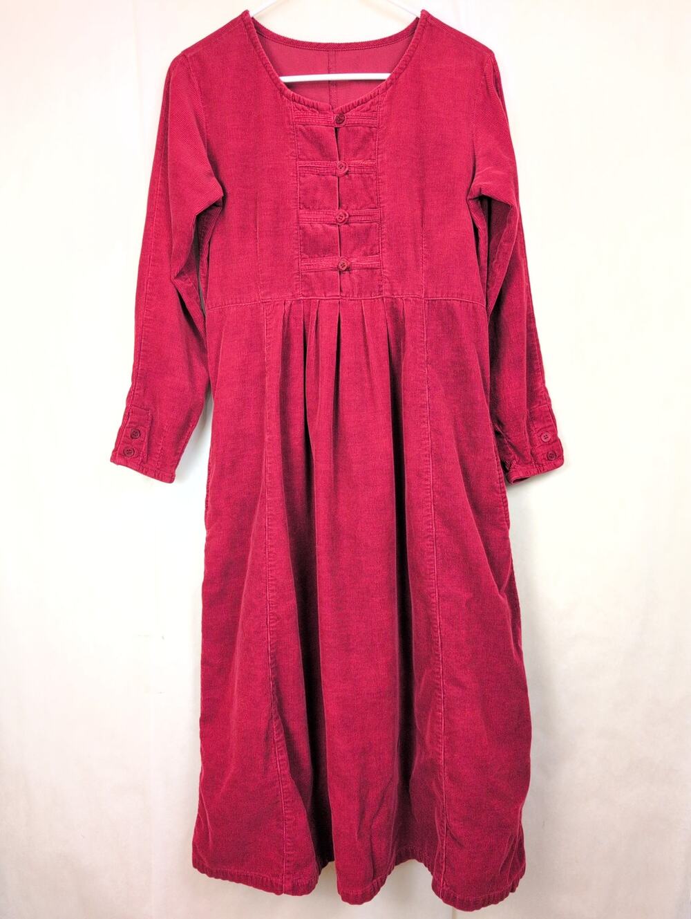 Vintage Fads maroon red corduroy dress Size Sm Prairie Modest Homespun Cottage